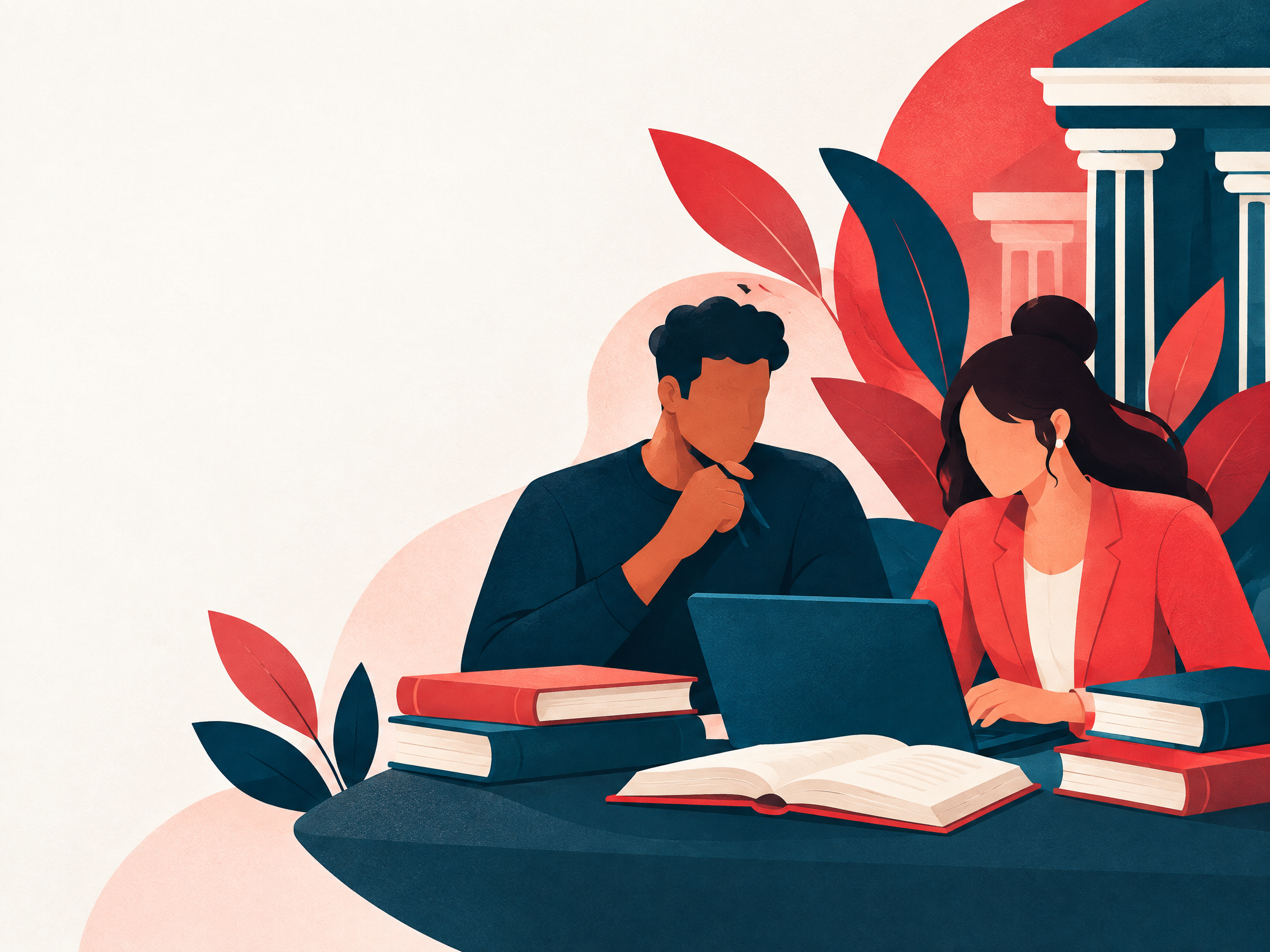 Dois estudantes de Direito estudando juntos